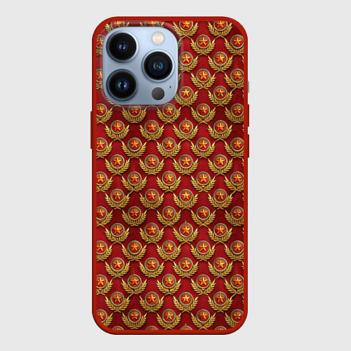 Чехол iPhone 13 Pro Красные звезды СССР / 3D-Красный – фото 1