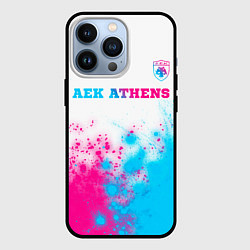 Чехол для iPhone 13 Pro AEK Athens neon gradient style посередине, цвет: 3D-черный