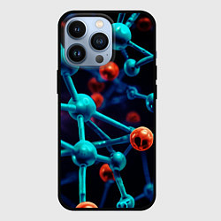 Чехол для iPhone 13 Pro Молекулы под микроскопом, цвет: 3D-черный