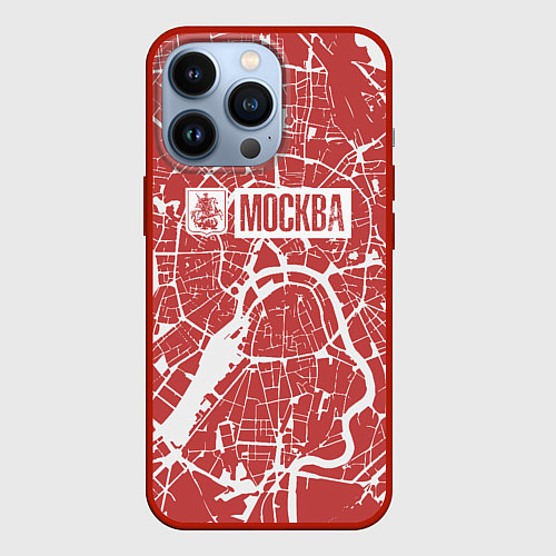 Чехол iPhone 13 Pro Красная карта Москвы / 3D-Красный – фото 1