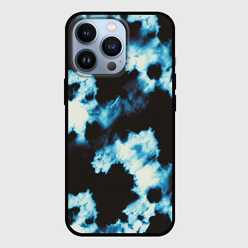 Чехол iPhone 13 Pro Чёрно синий тай дай / 3D-Черный – фото 1