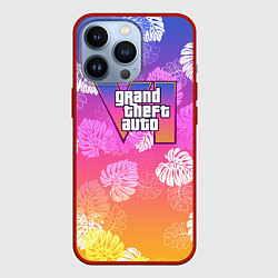 Чехол для iPhone 13 Pro Grand Theft Auto VI - пальмы, цвет: 3D-красный