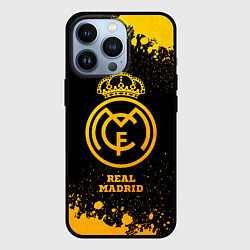 Чехол для iPhone 13 Pro Real Madrid - gold gradient, цвет: 3D-черный