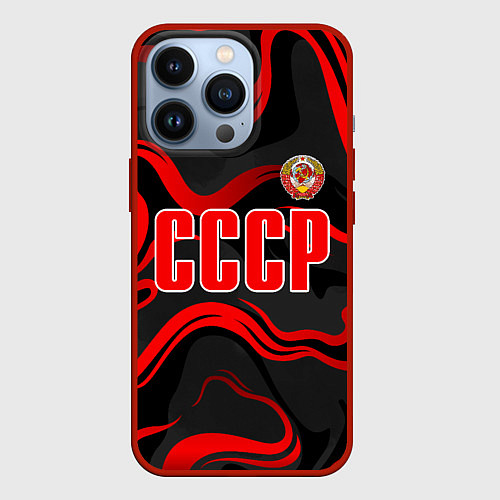 Чехол iPhone 13 Pro СССР - red stripes / 3D-Красный – фото 1