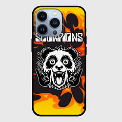 Чехол для iPhone 13 Pro Scorpions рок панда и огонь, цвет: 3D-черный
