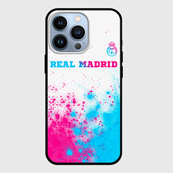 Чехол для iPhone 13 Pro Real Madrid neon gradient style посередине, цвет: 3D-черный