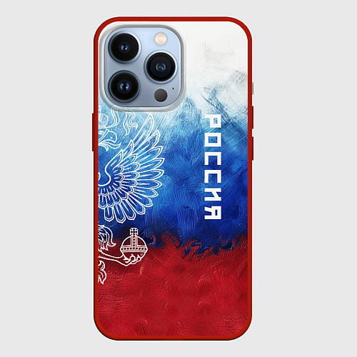 Чехол iPhone 13 Pro Герб России и флаг / 3D-Красный – фото 1