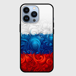 Чехол для iPhone 13 Pro Орнамент триколор, цвет: 3D-черный