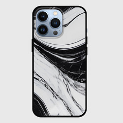 Чехол для iPhone 13 Pro Мрамор черно-белый, цвет: 3D-черный