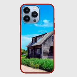 Чехол для iPhone 13 Pro Дом в деревне, цвет: 3D-красный
