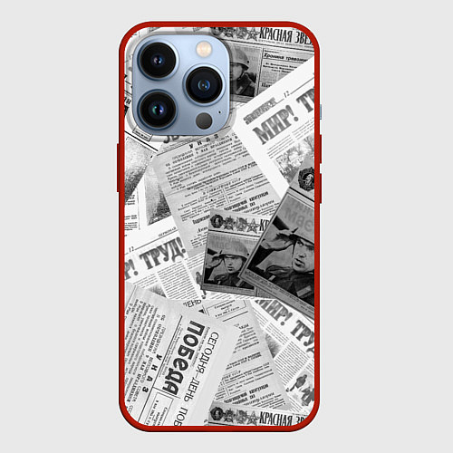 Чехол iPhone 13 Pro Газеты 9 мая / 3D-Красный – фото 1