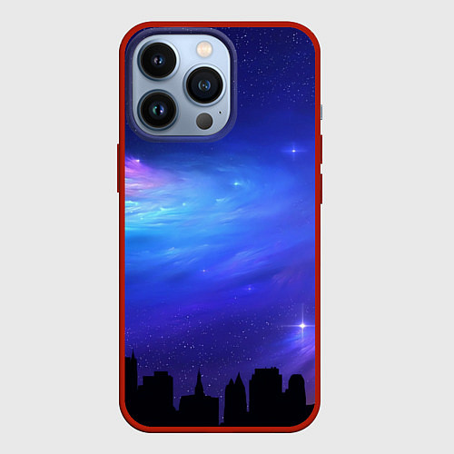 Чехол iPhone 13 Pro Город вселенная / 3D-Красный – фото 1