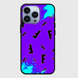 Чехол для iPhone 13 Pro Fortnite neon steel colors epic, цвет: 3D-черный