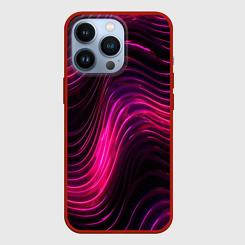 Чехол iPhone 13 Pro Неоновая яркая геометрическая абстракция со светом / 3D-Красный – фото 1