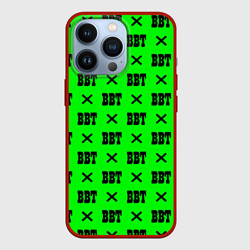 Чехол iPhone 13 Pro BBT logo green steel / 3D-Красный – фото 1