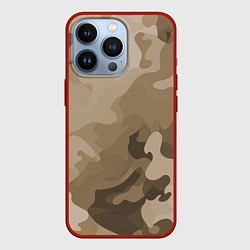 Чехол для iPhone 13 Pro Камуфляж сепия, цвет: 3D-красный