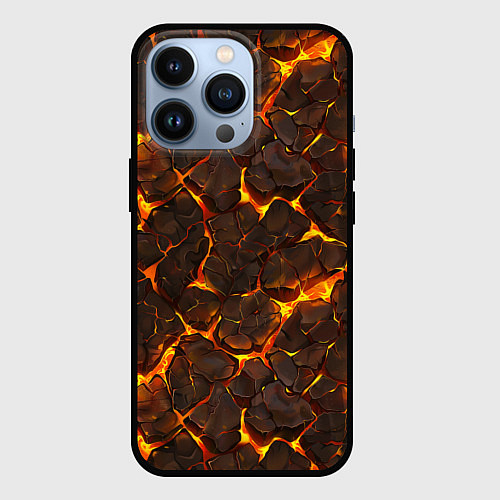 Чехол iPhone 13 Pro Элементаль магмы текстура / 3D-Черный – фото 1