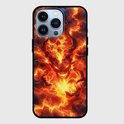Чехол для iPhone 13 Pro Огненный демон, цвет: 3D-черный