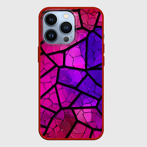Чехол iPhone 13 Pro Крупный фиолетовый витраж / 3D-Красный – фото 1
