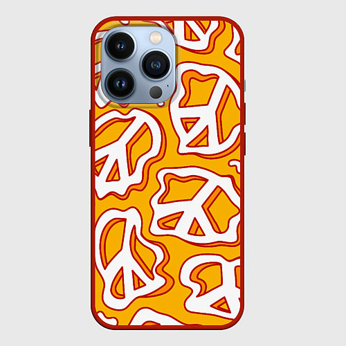 Чехол iPhone 13 Pro Pattern peace / 3D-Красный – фото 1