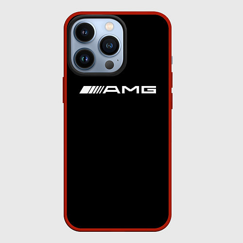 Чехол iPhone 13 Pro Amg logo white / 3D-Красный – фото 1