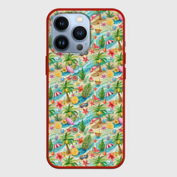 Чехол для iPhone 13 Pro Летнее настроение паттерн, цвет: 3D-красный