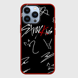 Чехол для iPhone 13 Pro Stray kids автографы лого, цвет: 3D-красный