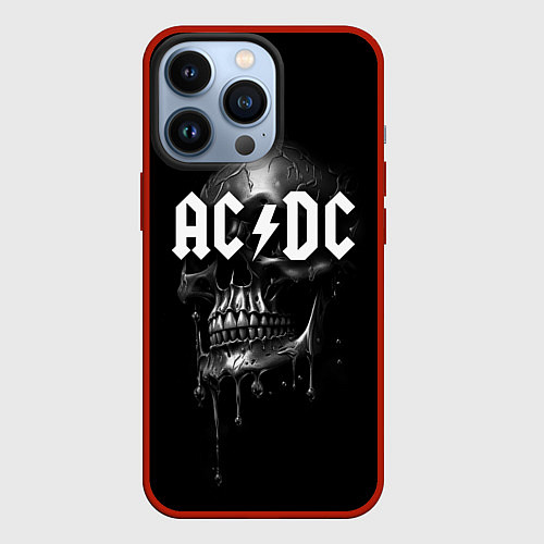 Чехол iPhone 13 Pro AC DC - большой череп с подтеками / 3D-Красный – фото 1
