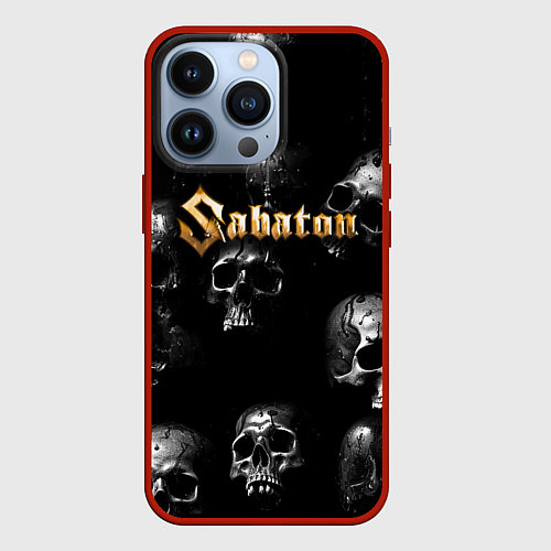 Чехол iPhone 13 Pro Sabaton - logo rock group / 3D-Красный – фото 1
