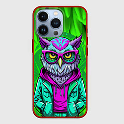 Чехол для iPhone 13 Pro Сова модница на стиле, цвет: 3D-красный