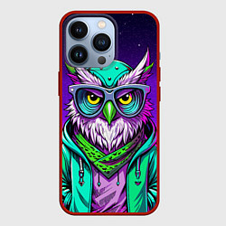 Чехол iPhone 13 Pro Модная сова ретро фиолетовый фон