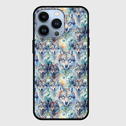 Чехол для iPhone 13 Pro Паттерн из волков, цвет: 3D-черный