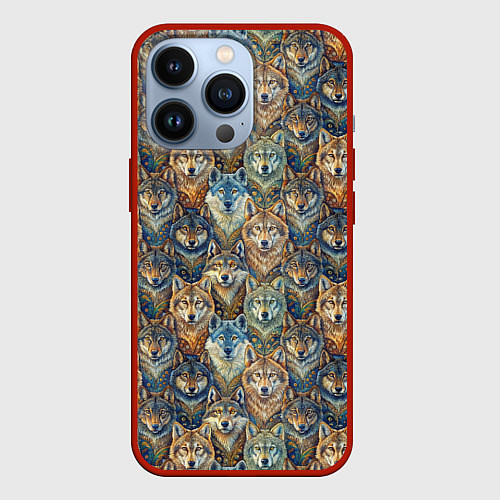 Чехол iPhone 13 Pro Волчий узор / 3D-Красный – фото 1