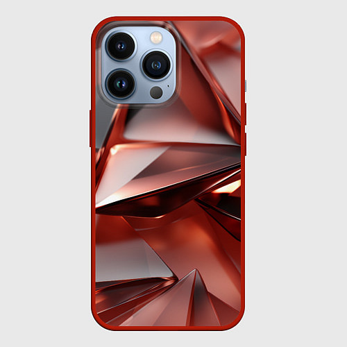 Чехол iPhone 13 Pro Рубиновые пирамидки / 3D-Красный – фото 1