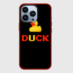 Чехол для iPhone 13 Pro Пиксельная уточка, цвет: 3D-красный