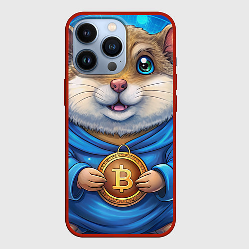 Чехол iPhone 13 Pro Хомячок с криптой / 3D-Красный – фото 1