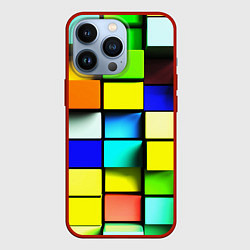 Чехол для iPhone 13 Pro Оптические кубы, цвет: 3D-красный