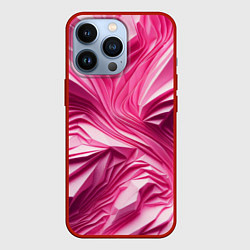 Чехол для iPhone 13 Pro Розовые ломанные линии, цвет: 3D-красный