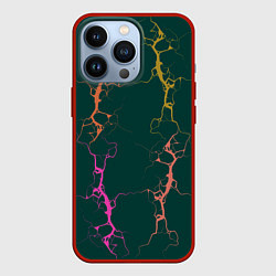 Чехол для iPhone 13 Pro Молнии на изумрудном, цвет: 3D-красный