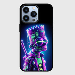 Чехол для iPhone 13 Pro Bart Simpson cyber ninja - neon glow, цвет: 3D-черный