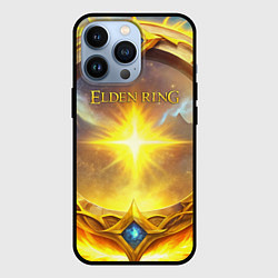 Чехол для iPhone 13 Pro Elden Ring лого и волшебное золотое кольцо, цвет: 3D-черный