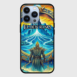 Чехол для iPhone 13 Pro Elden Ring лого и волшебное золотое кольцо, цвет: 3D-черный