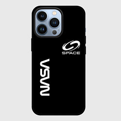 Чехол для iPhone 13 Pro Nasa space logo white, цвет: 3D-черный