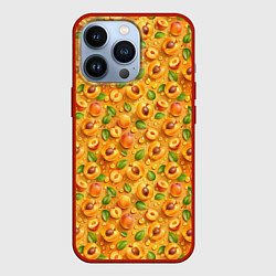 Чехол для iPhone 13 Pro Сочные абрикосы паттерн, цвет: 3D-красный