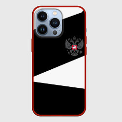 Чехол для iPhone 13 Pro Герб РФ геометрия текстура, цвет: 3D-красный