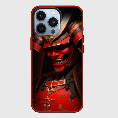 Чехол iPhone 13 Pro Демон самурай Они - красный / 3D-Красный – фото 1
