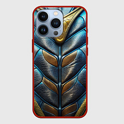 Чехол для iPhone 13 Pro Объемная синяя текстурная кожа, цвет: 3D-красный