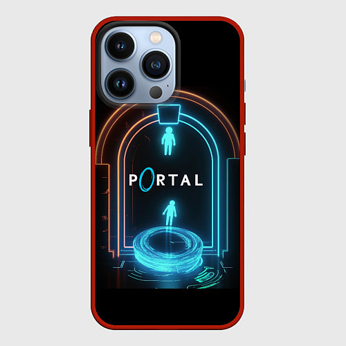 Чехол iPhone 13 Pro Portal neon style logo / 3D-Красный – фото 1