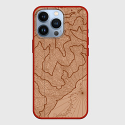 Чехол для iPhone 13 Pro Старая карта неизвестного мира, цвет: 3D-красный