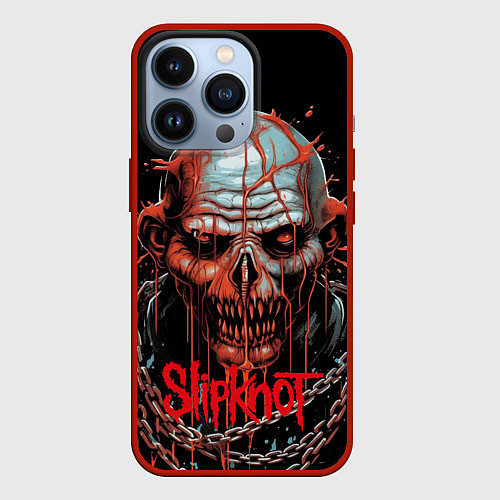 Чехол iPhone 13 Pro Slipknot зомби в цепи / 3D-Красный – фото 1